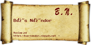 Bús Nándor névjegykártya